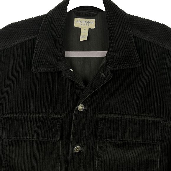 Black Corduroy Shirt Jacket Men’s SZ M Pockets Cotton Casual Streetwear Retro - Picture 5 of 13